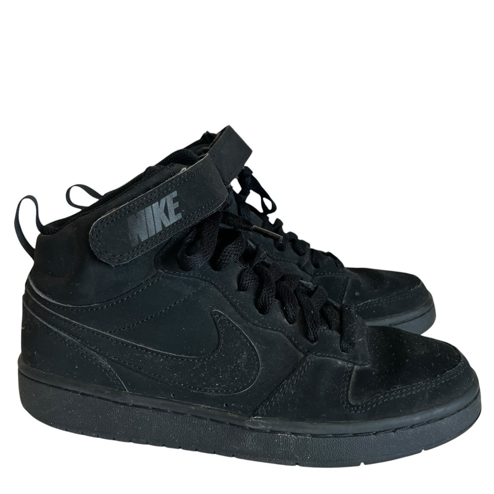 Nike Kids 5Y Shoes Court Borough 2 Mid Triple Black GS CW5867-001